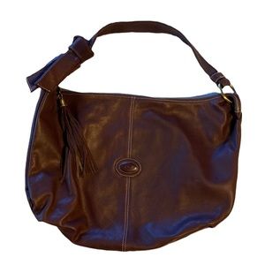 FINDIG Leather Hobi Bag Large Espresso Brown Exterior Zipper Pocket NEW